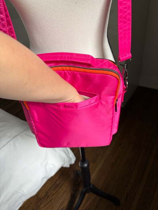 Lug Wrangler Medium Cargo Crossbody Bag in Magenta with Orange Accents - Picture 8 of 8